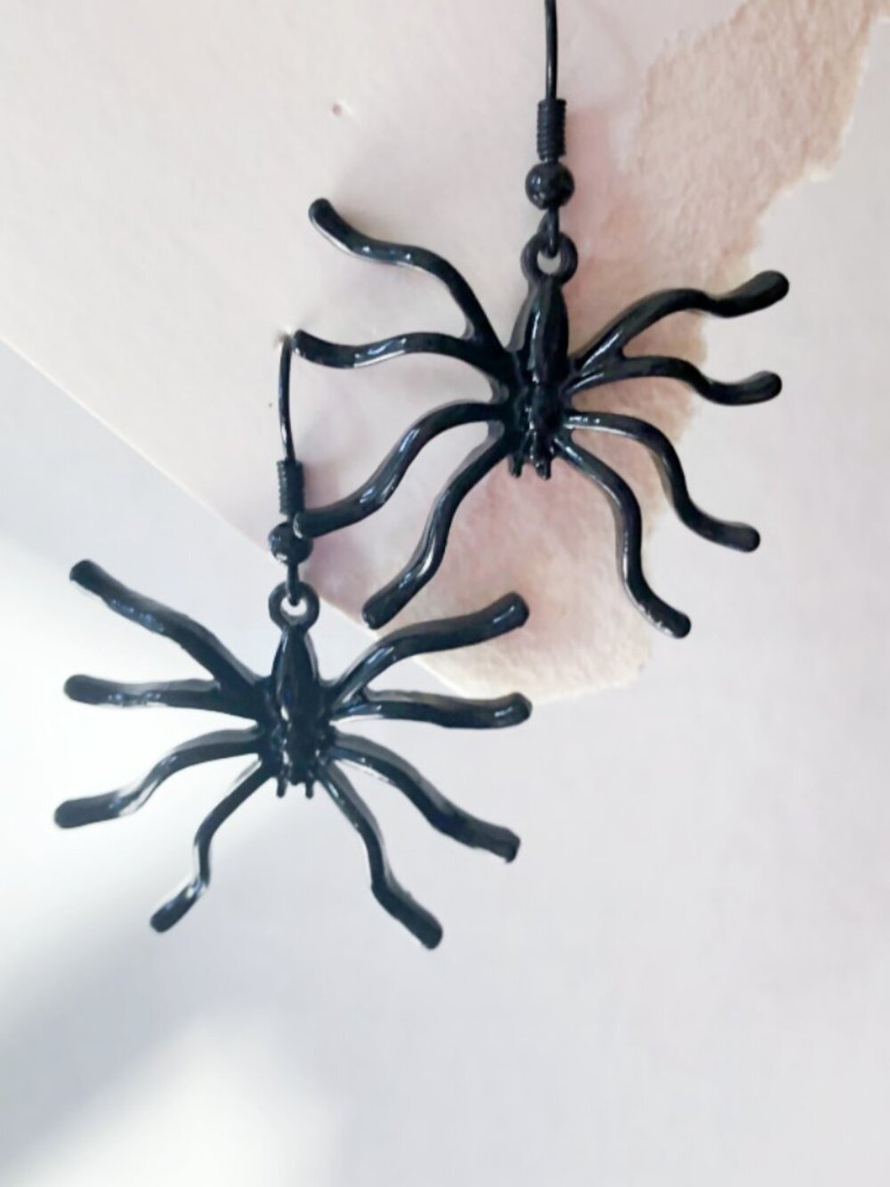 Black Spider Dangle Earrings